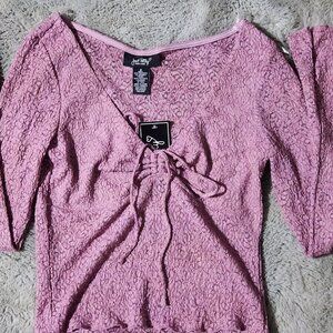 NWT Pink Blush Long Sleeve Flower Lace Shirt Size S